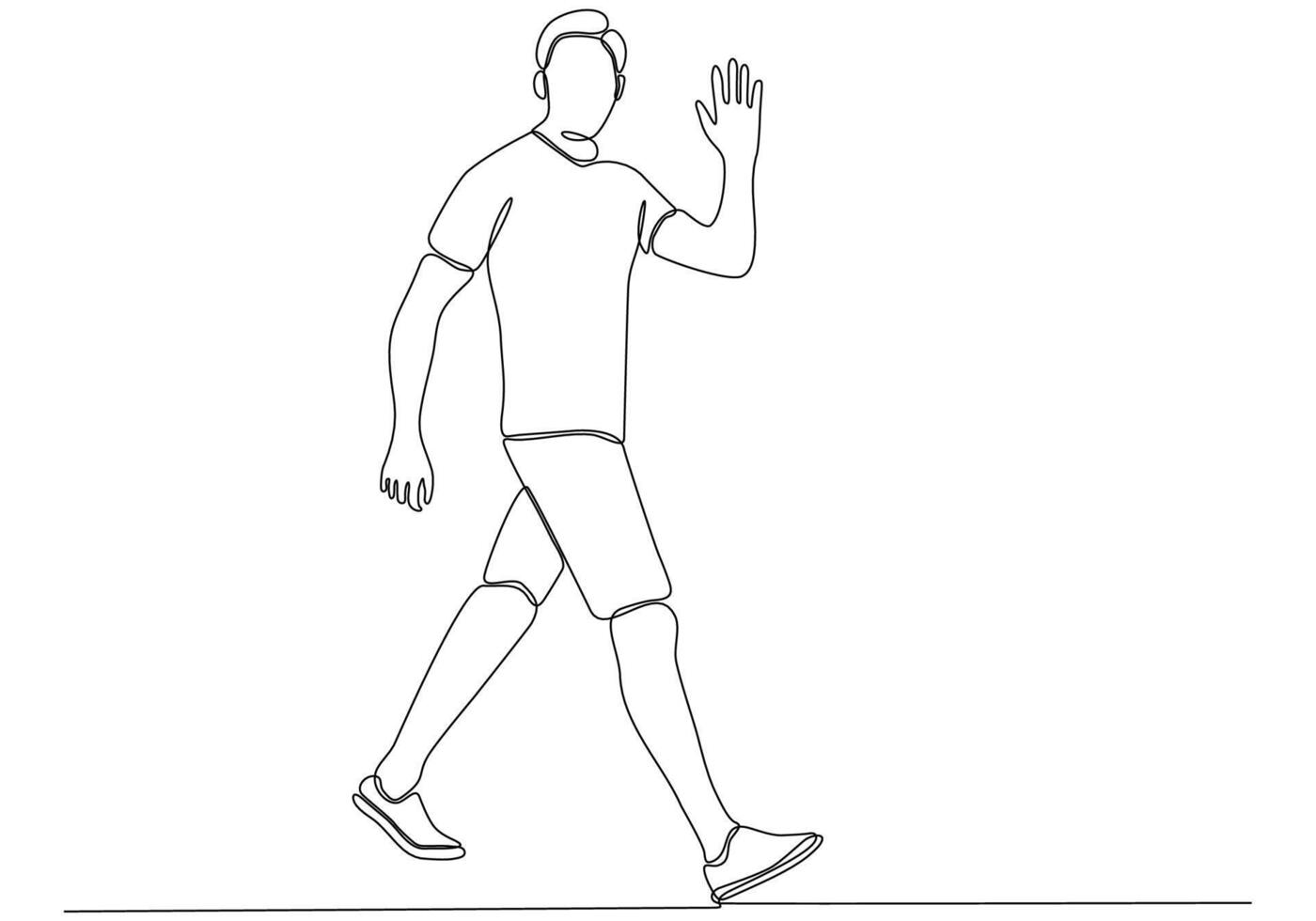 Continuous line of man Waving, Welcome vector