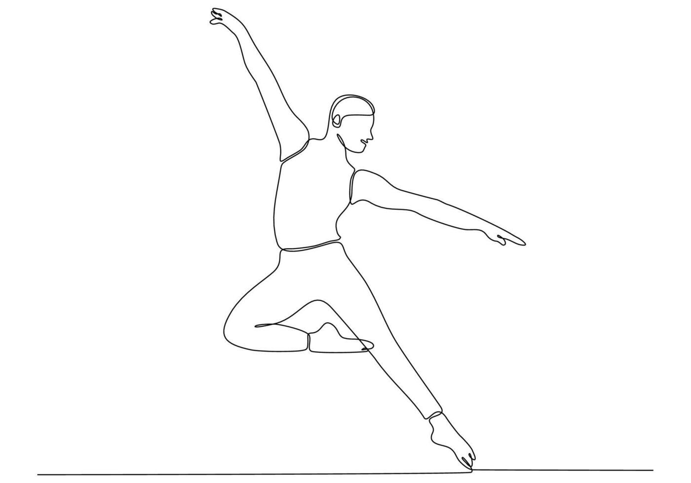 Continuous line drawing. Illustration showing a ballerina in motion. Art. Ballet. Vector illustration