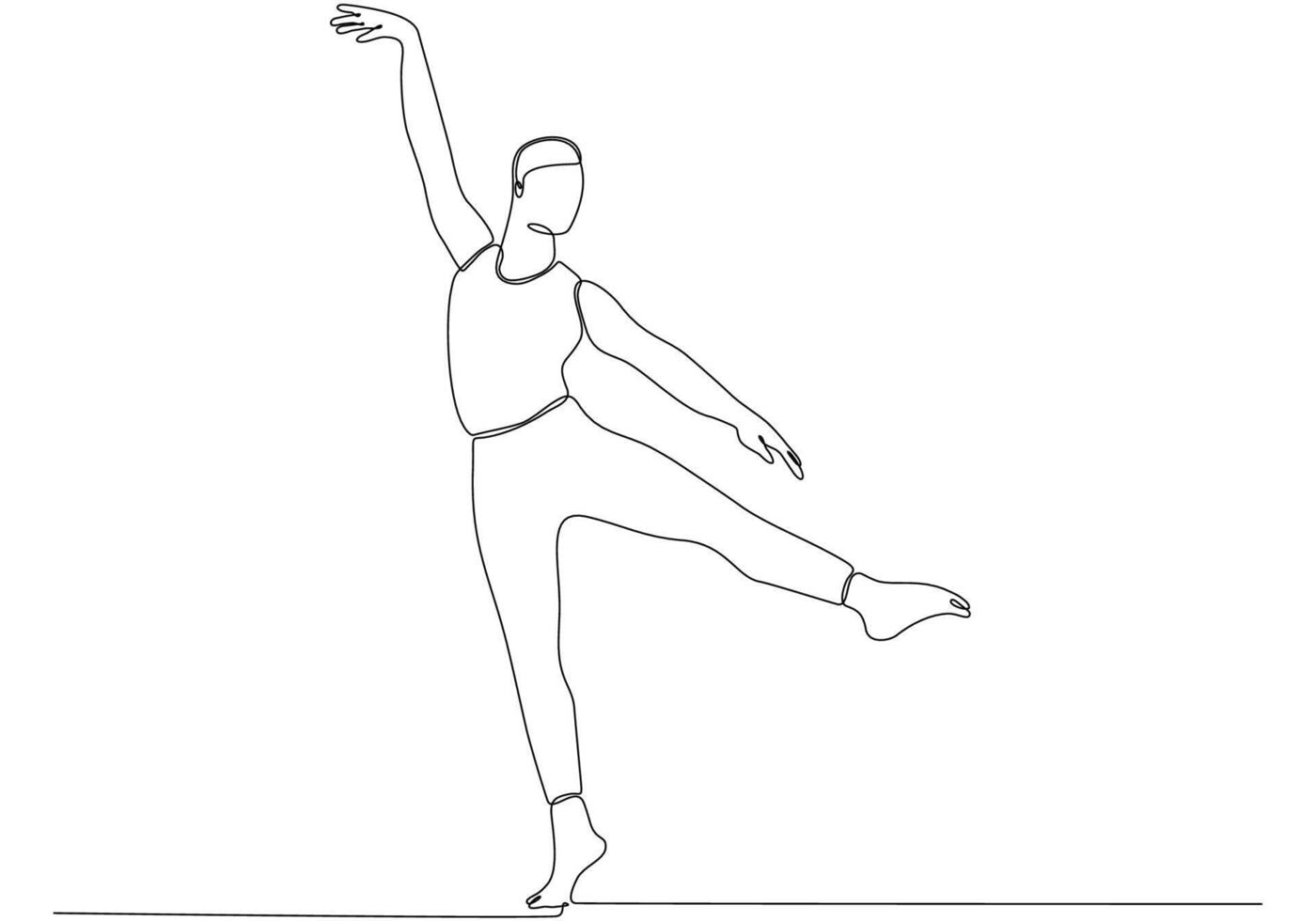 Continuous line drawing. Illustration showing a ballerina in motion. Art. Ballet. Vector illustration