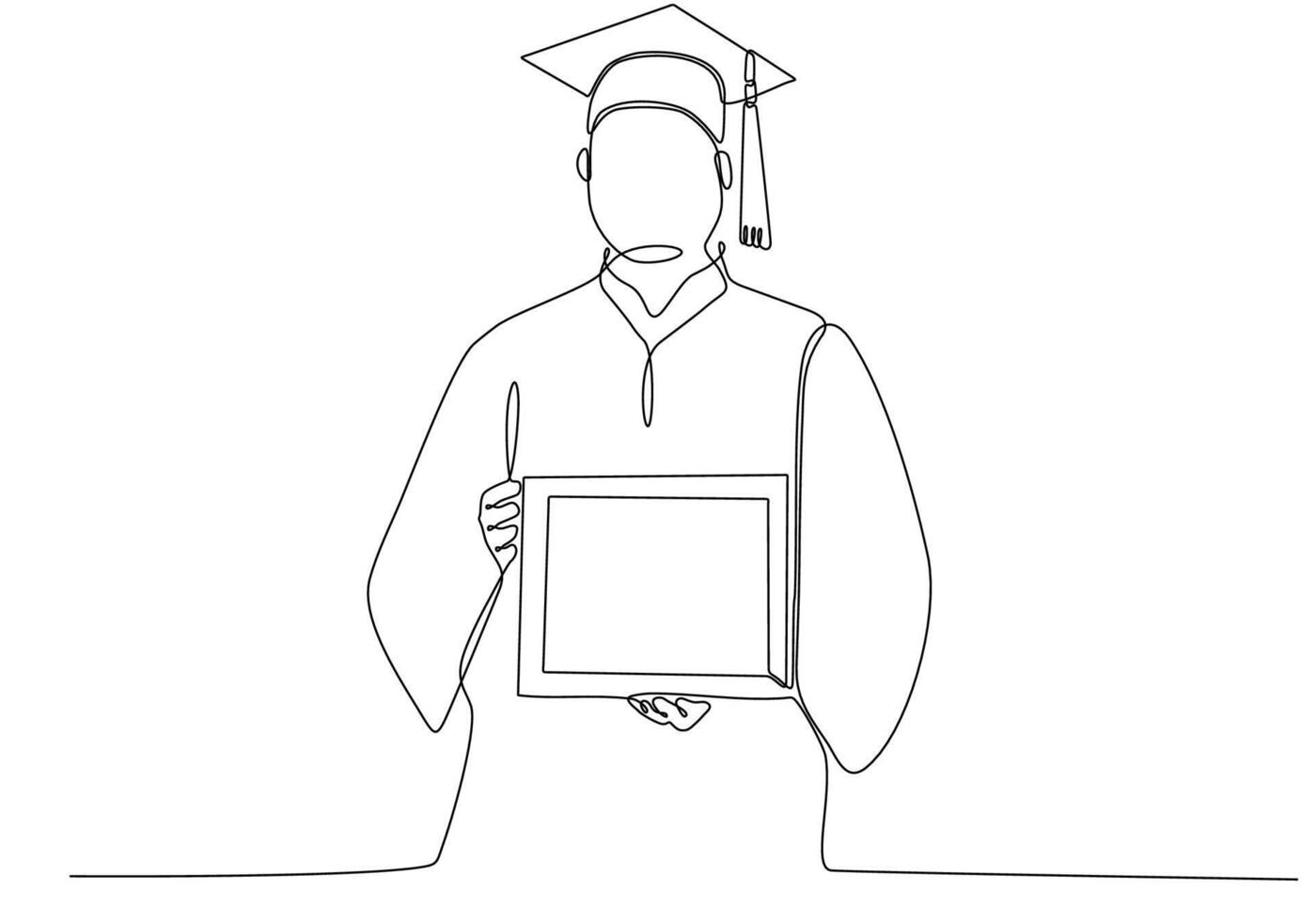 male student one continuous line drawn hand drawn silhouette. line art. graduate student vector