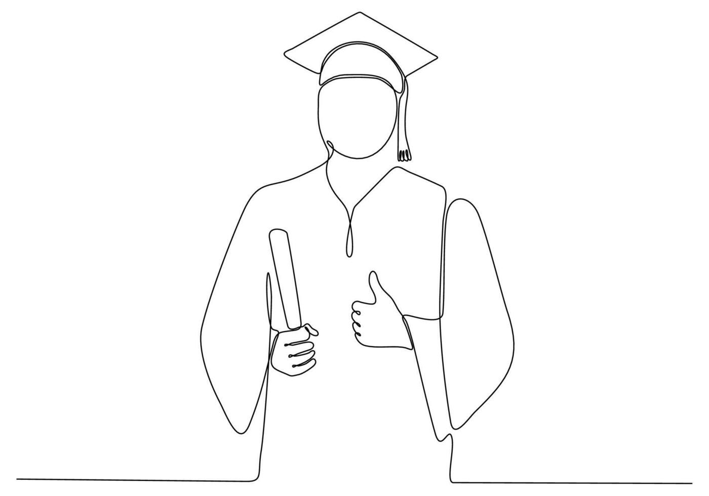 male student one continuous line drawn hand drawn silhouette. line art. graduate student vector