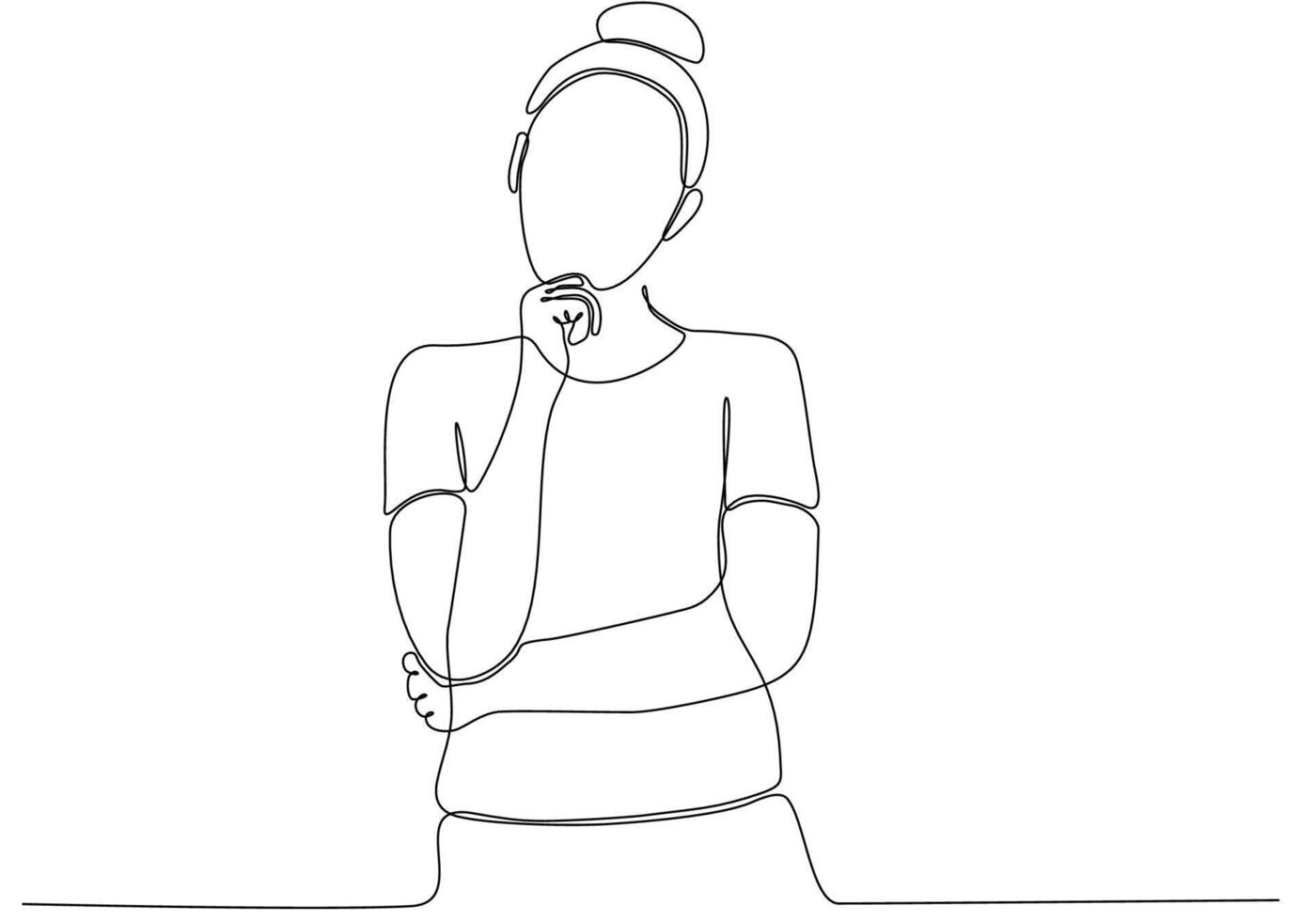 women think and get ideas one continuous line drawing vector