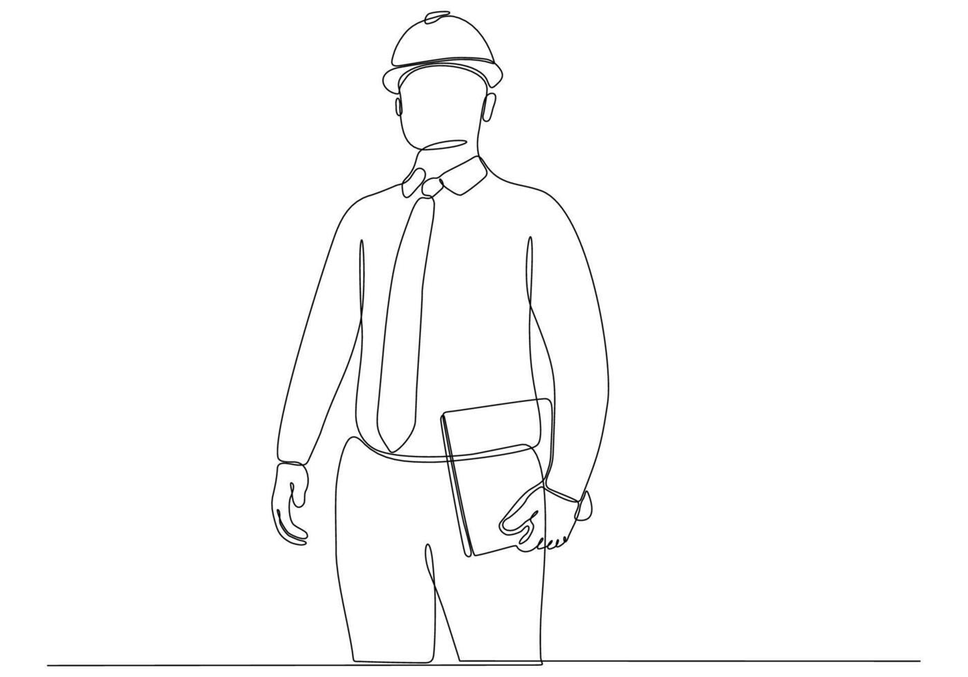 One continuous line art drawing interior designer male architect at work vector