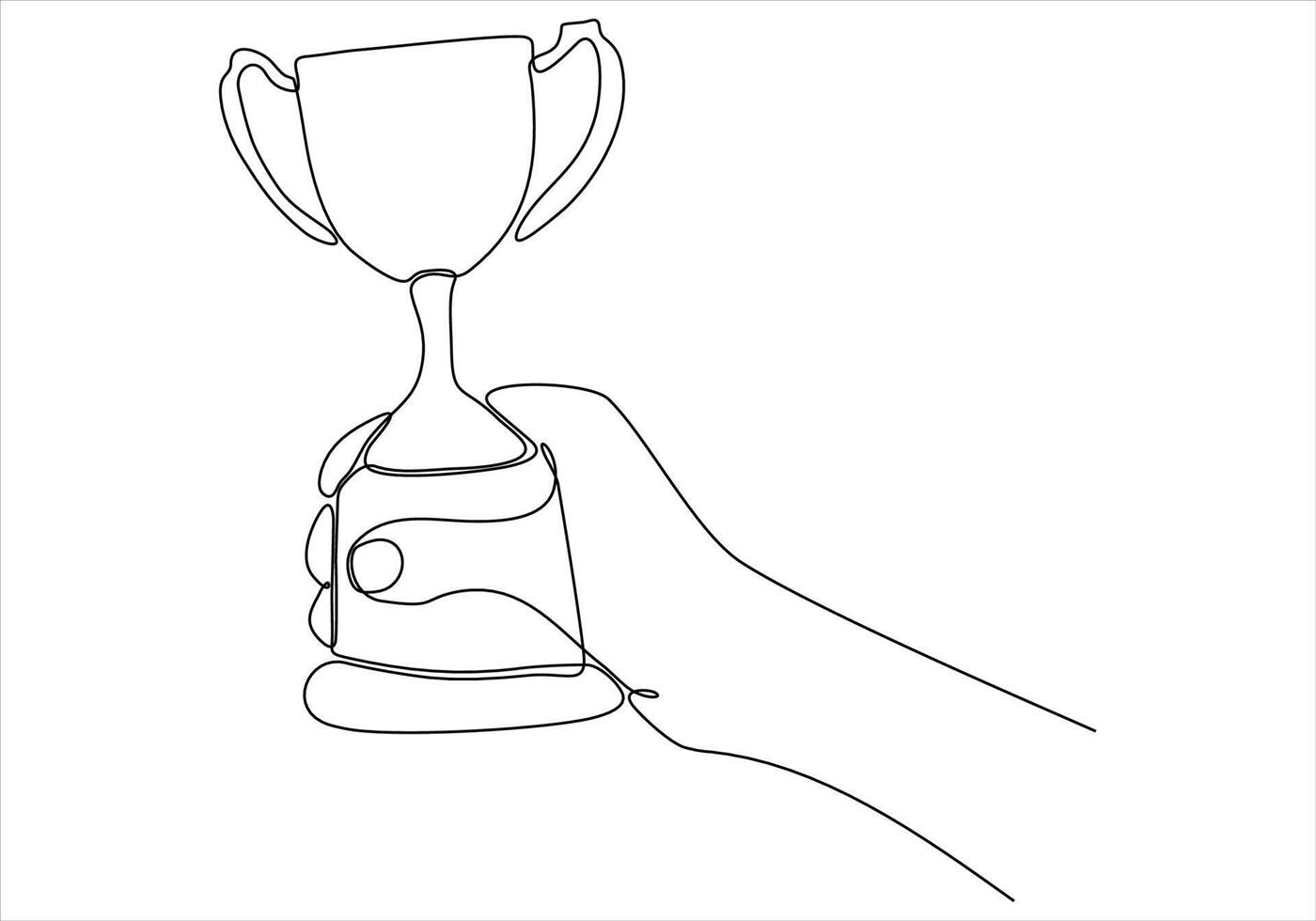 line drawing continuously raising hands champion competition champion concept vector illustration