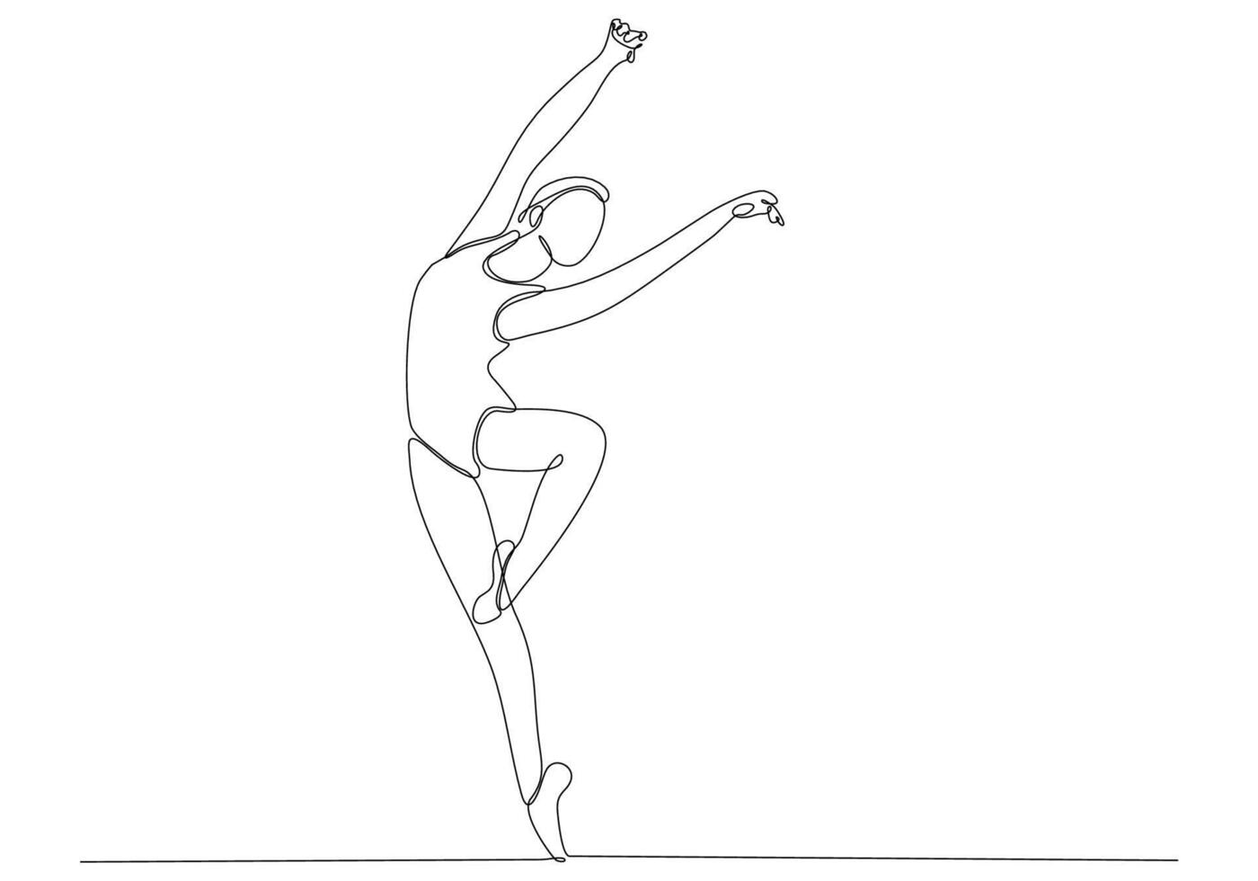 Continuous line drawing. Illustration showing a ballerina in motion. Art. Ballet. Vector illustration