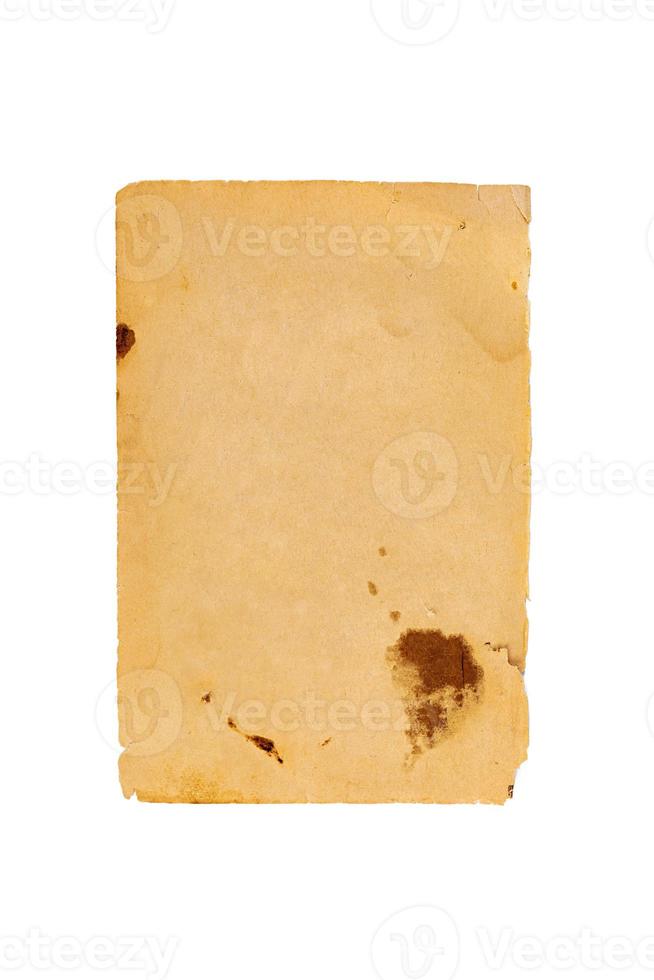 Old paper isolated on white background. Top view. photo