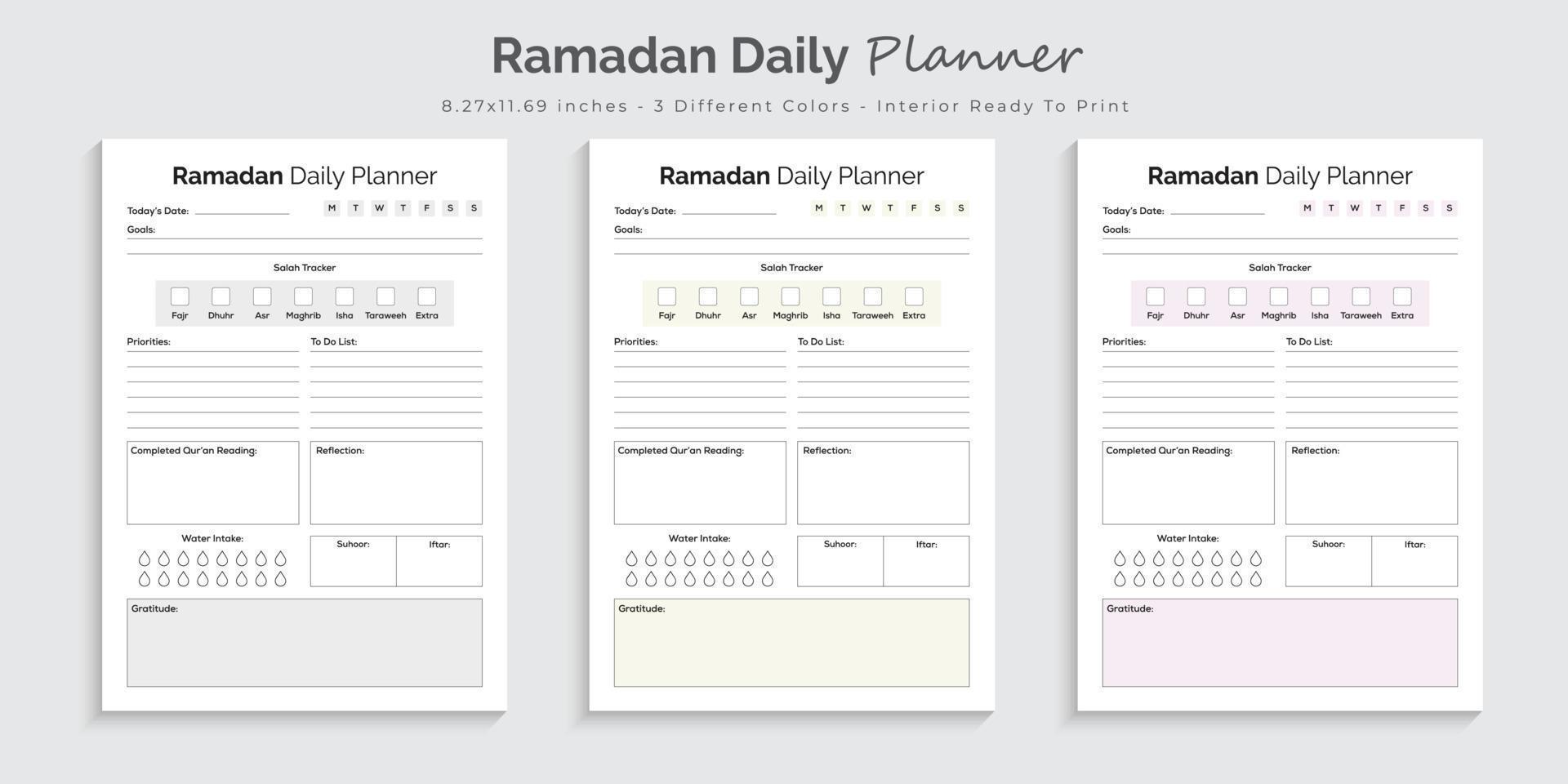 Ramadan daily planner logbook journal and tracker printable interior design template vector