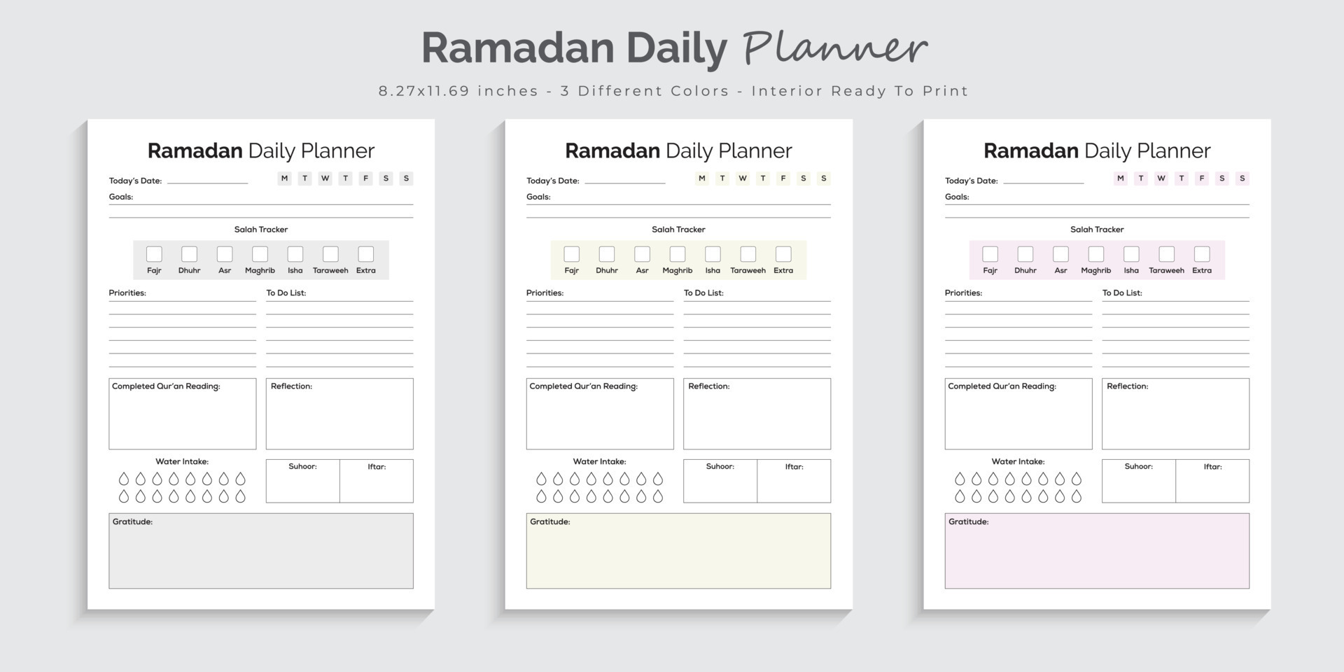 Ramadan daily planner logbook journal and tracker printable interior