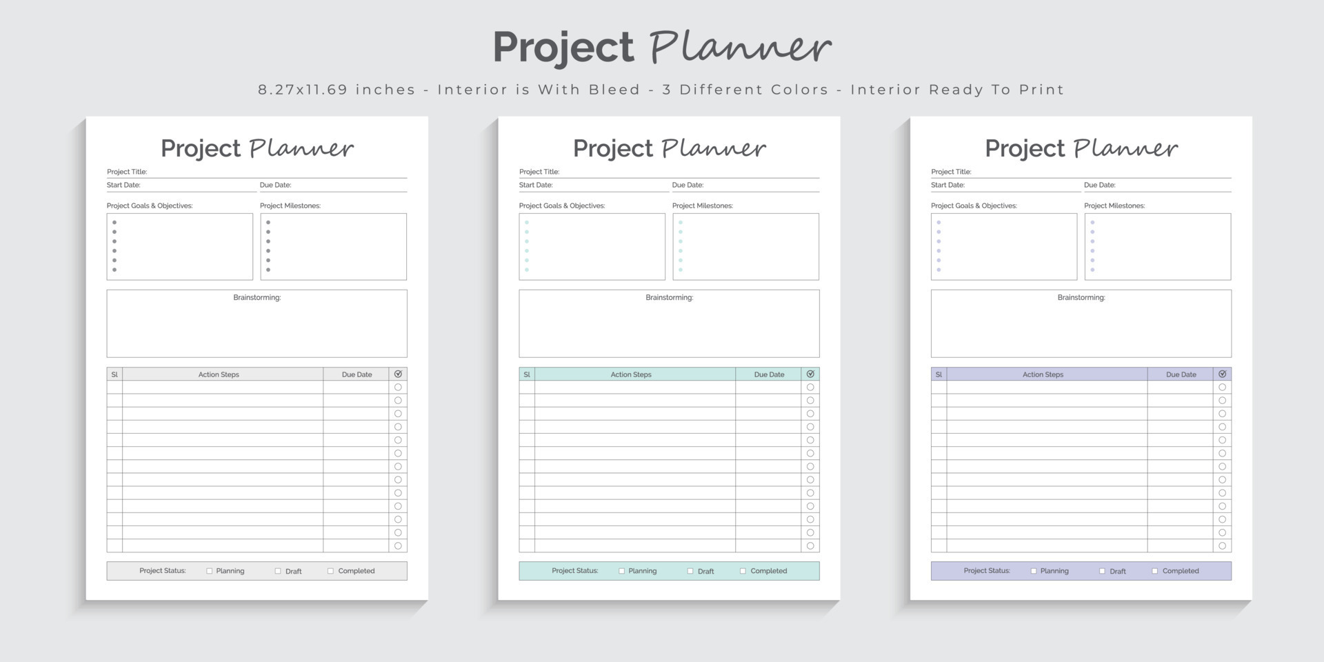 Project planner logbook journal and tracker printable interior design