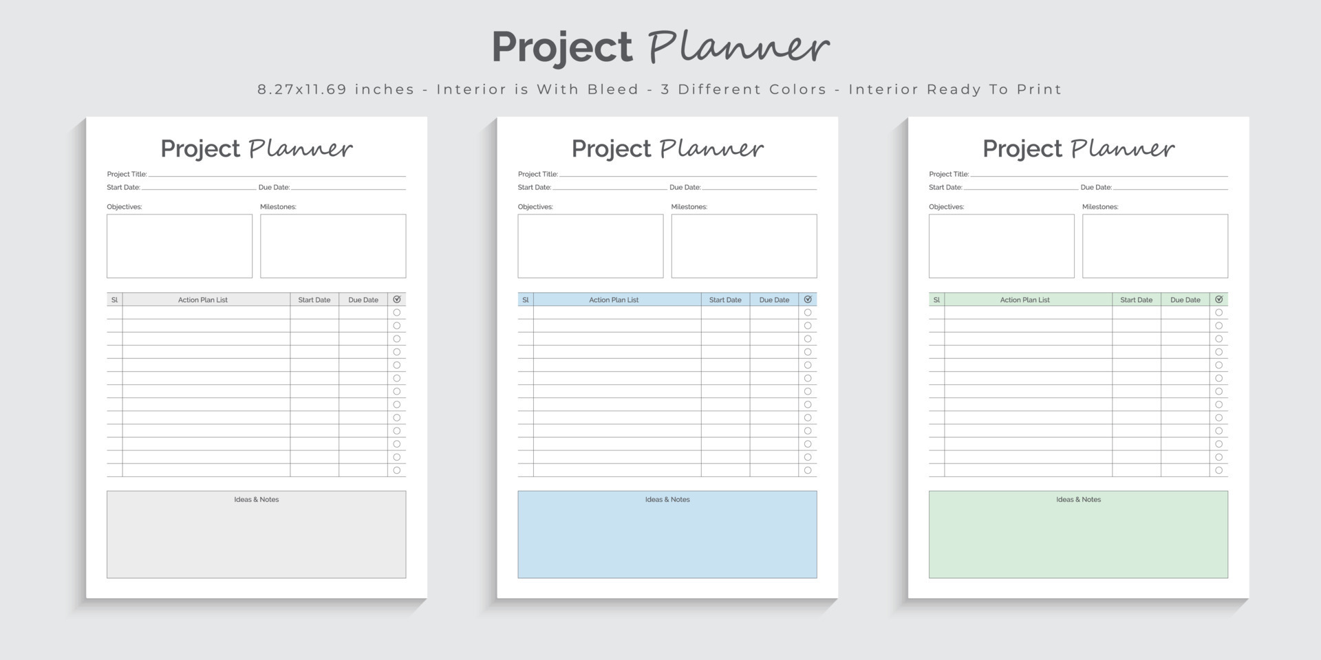 Project planner logbook journal and tracker printable interior design template 7435610 Vector
