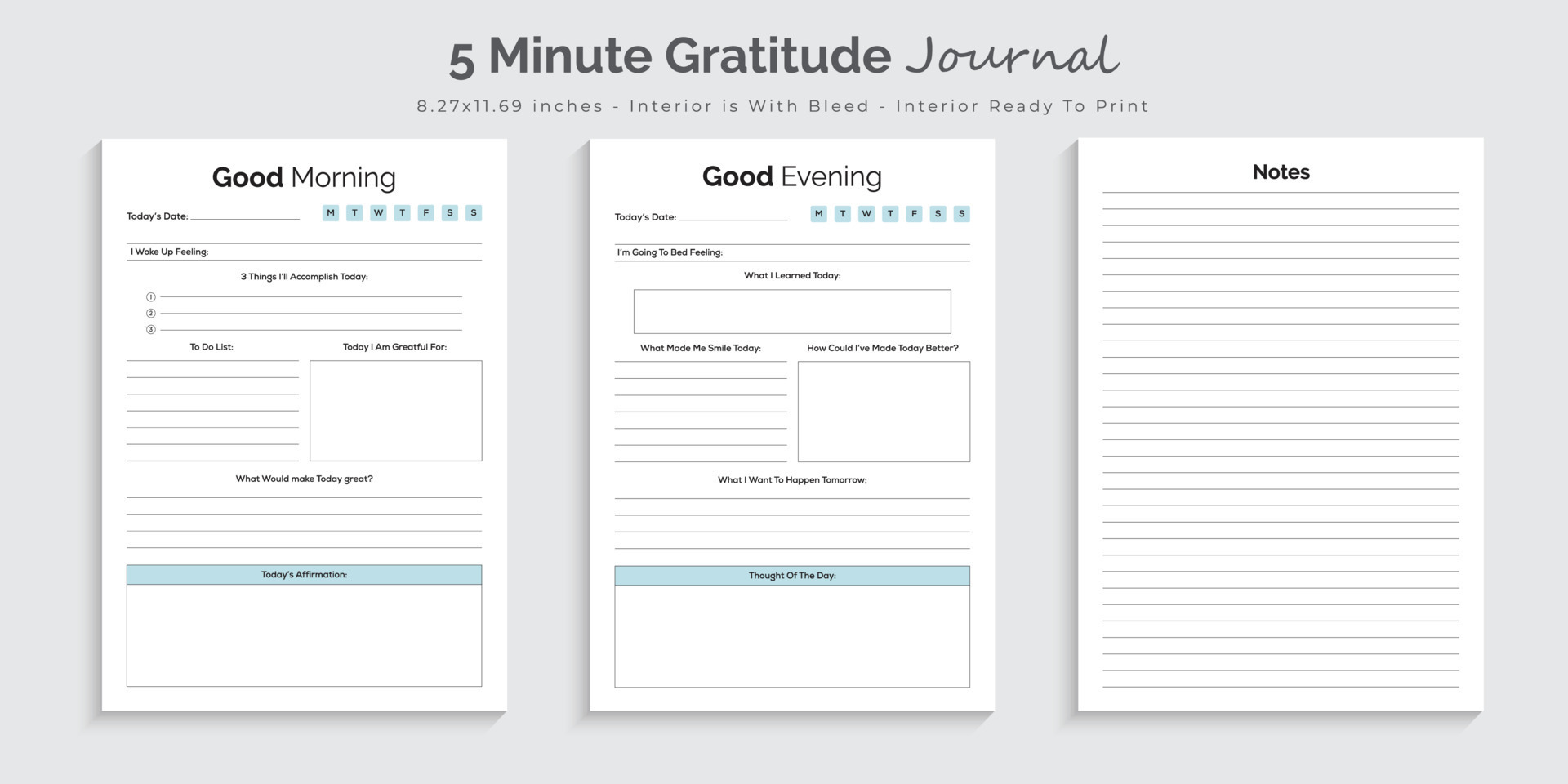 5 Minute Journal Editable Printable 
