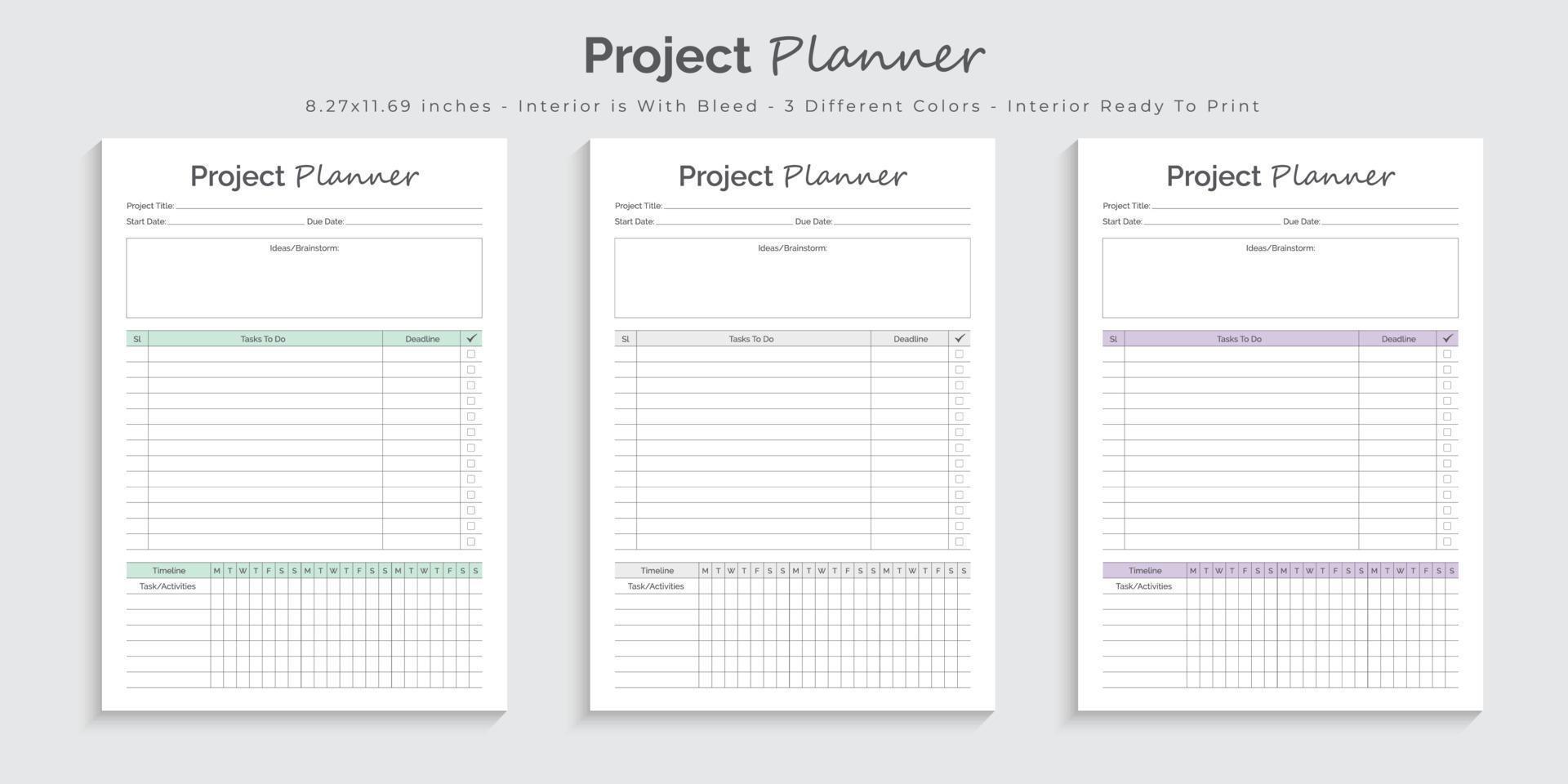 Project planner logbook journal and tracker printable interior design template vector