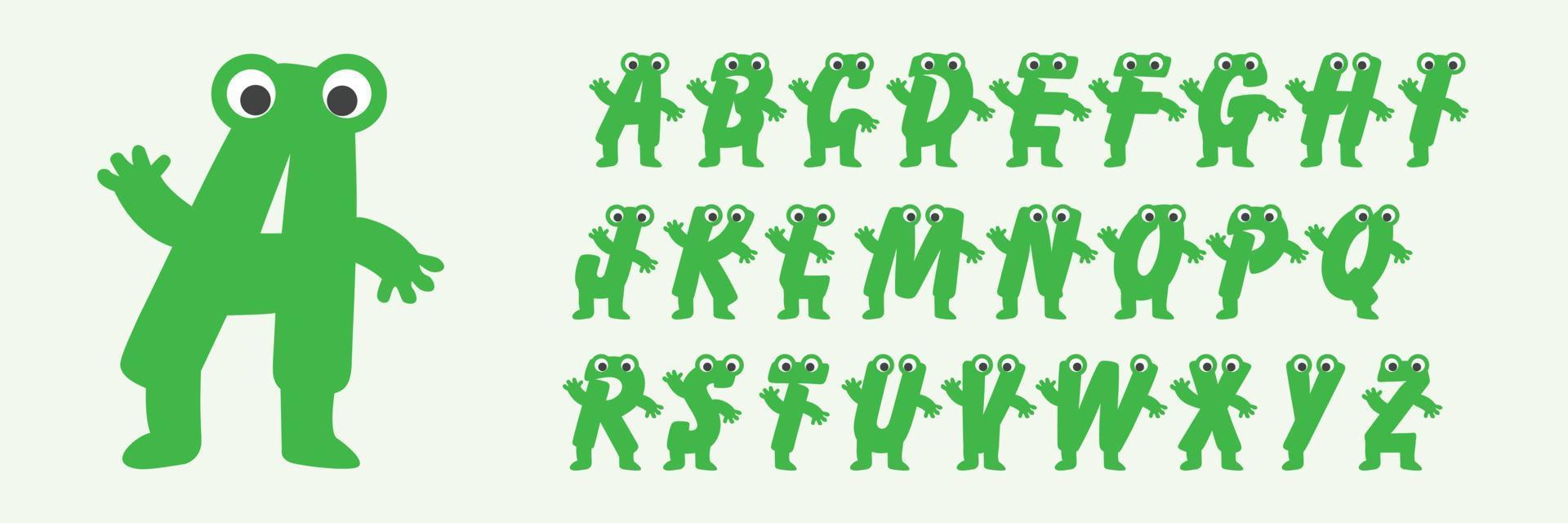 alphabet cute green monsterector vector