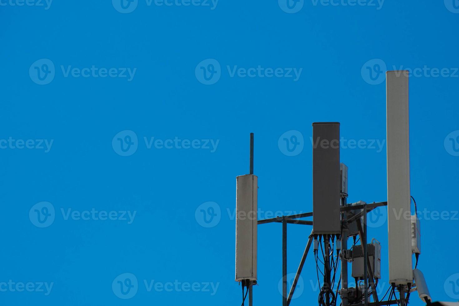 Telecommunication tower of 4G and 5G cellular. Antenna transmission communication. Cell phone signal base station. photo