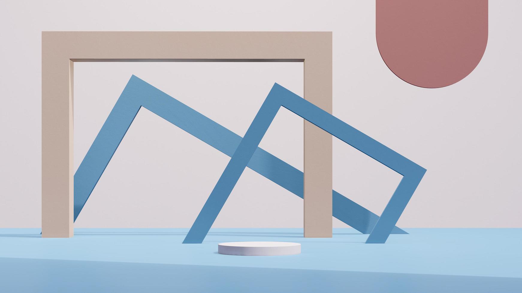 3D rendering image illustration of empty space podium display for product mockup background photo