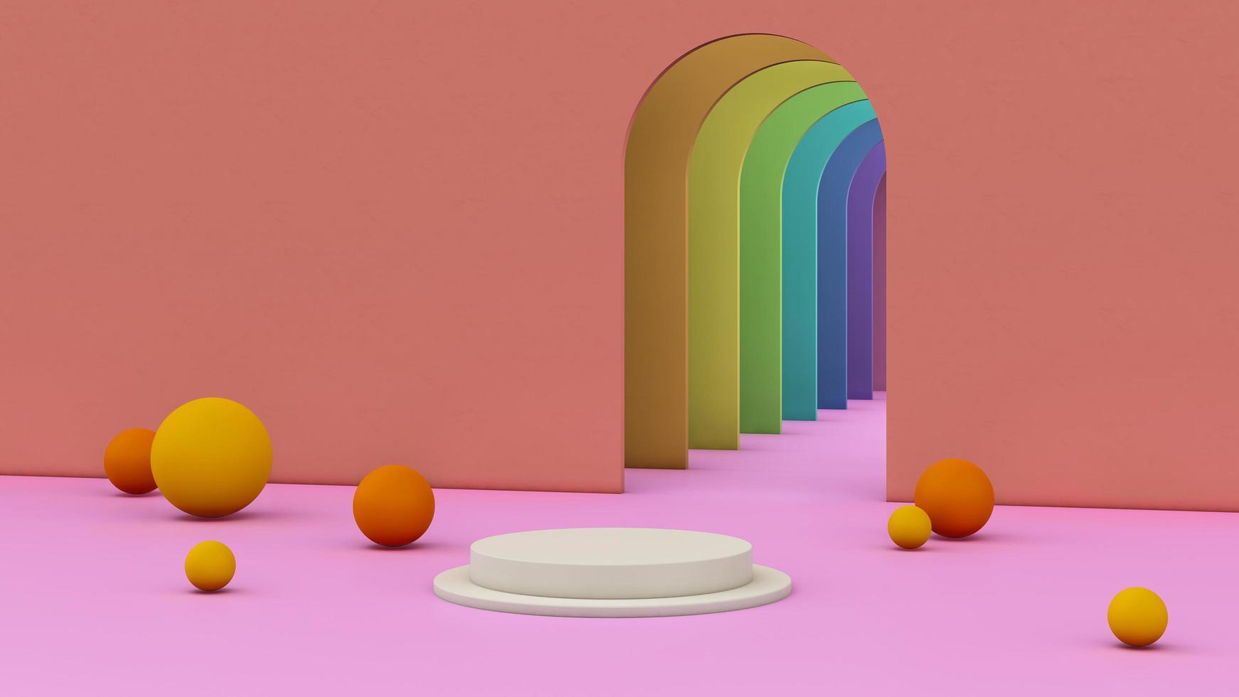 3D rendering image illustration of empty space podium display for product mockup background photo