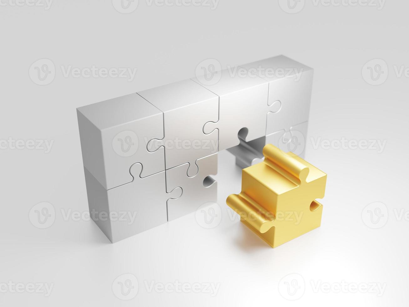 Metal jigsaw puzzle 3d render photo