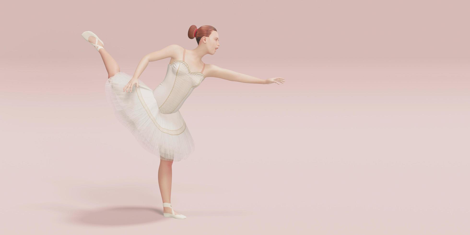 bailarina de ballet modelo femenino bailando en color pastel escena 3d ilustración foto