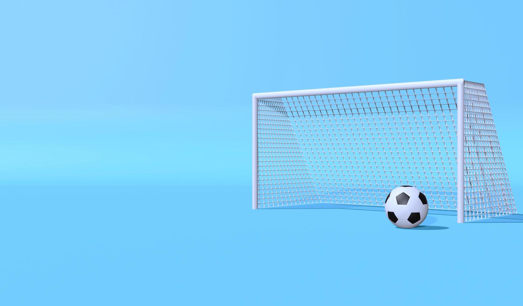 3D render illustration football and goal in the soft blue background photo