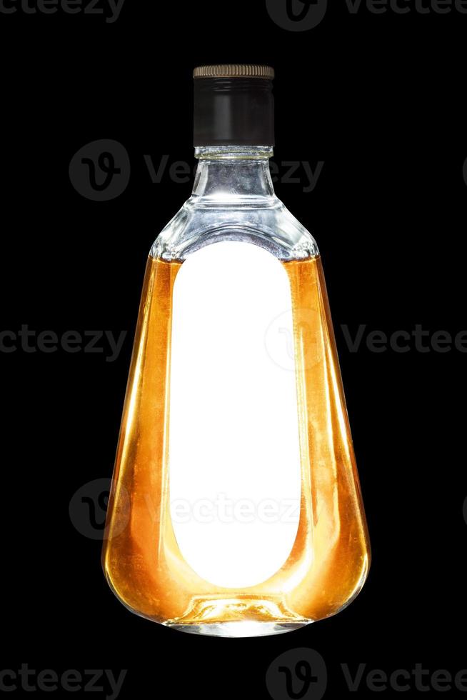 liquor bottle on black background photo