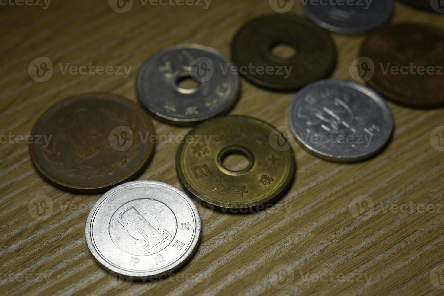 Japanese money coin Japanese money. photo