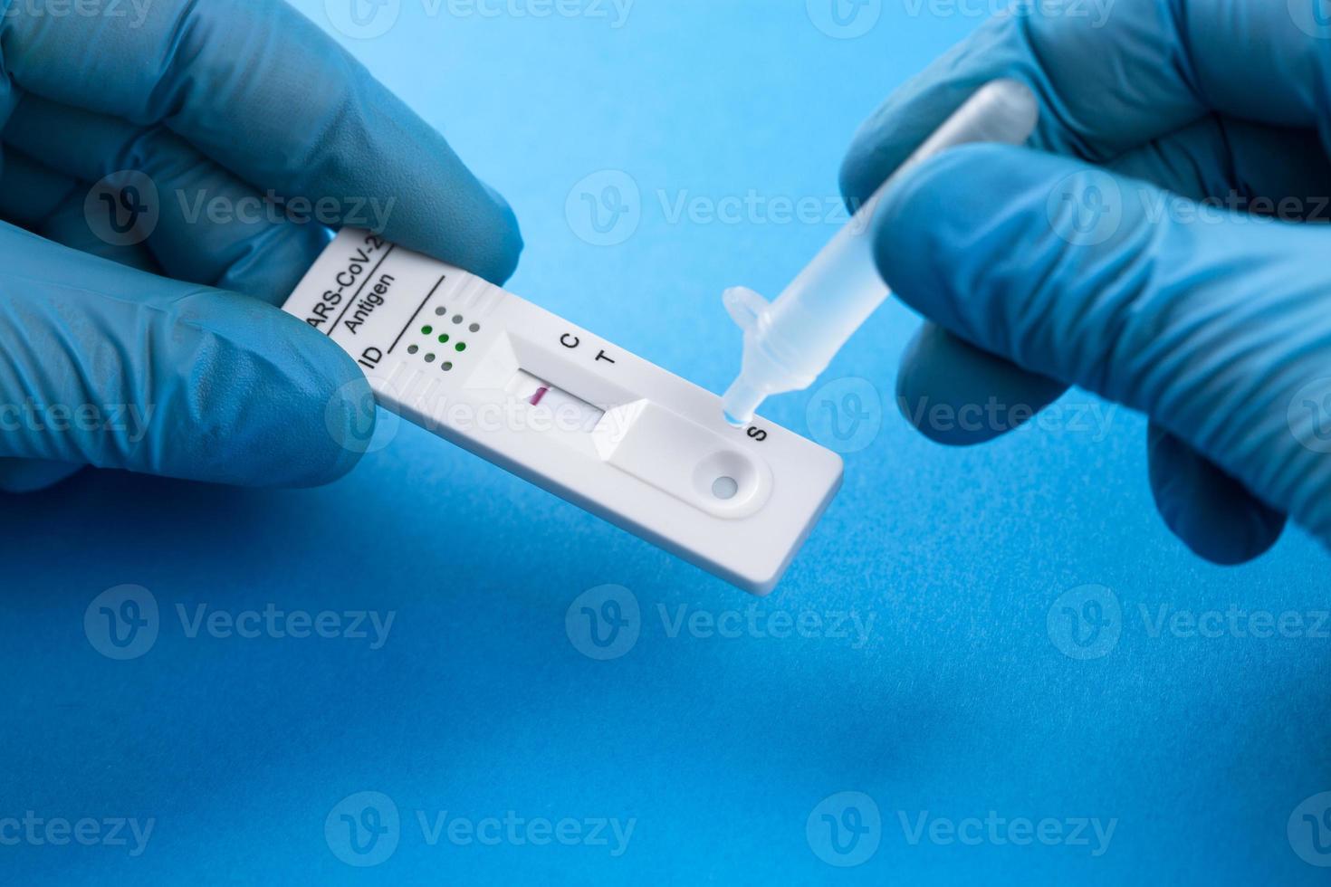 Negative test result by using rapid test device for COVID-19. photo