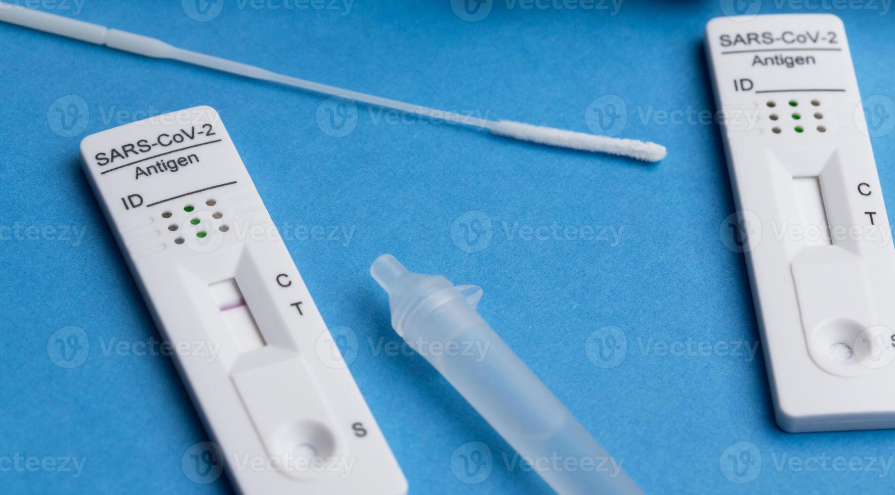 Negative test result by using rapid test device for COVID-19. photo