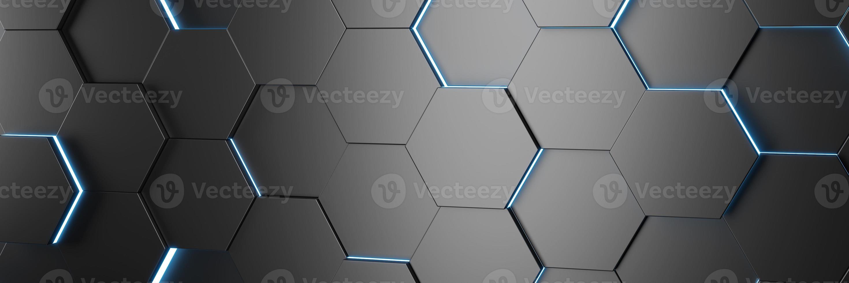 Futuristic and technological hexagonal background. 3d rendering photo