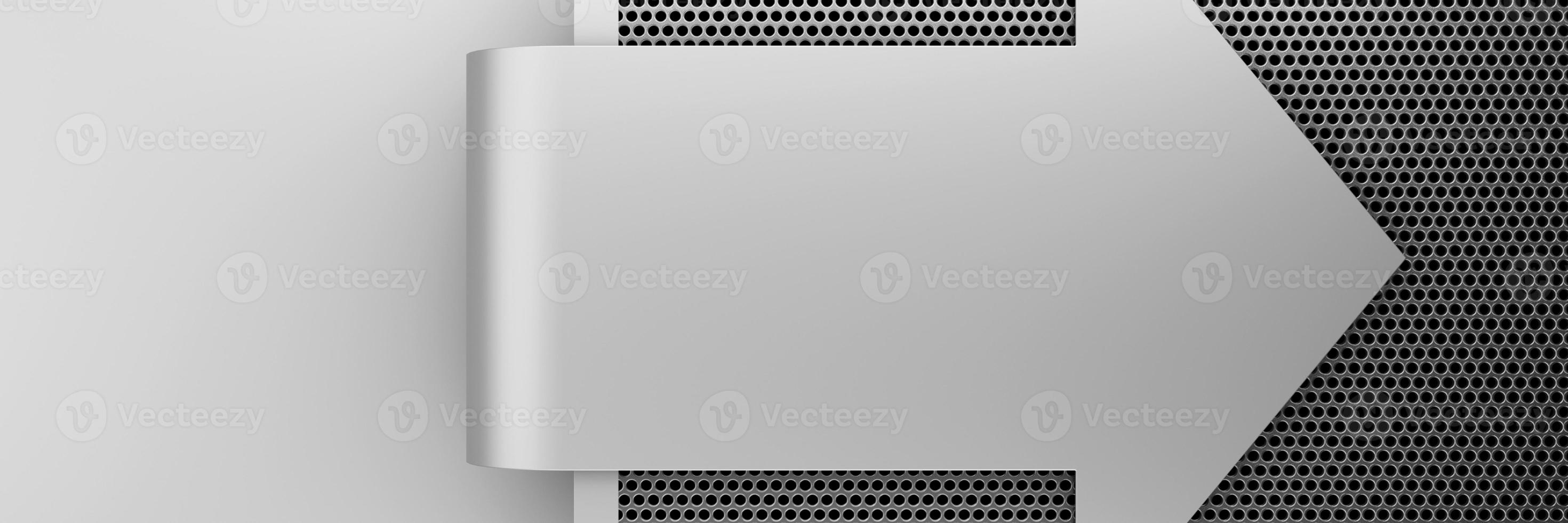 Arrow pattern silver metal background. 3d rendering photo