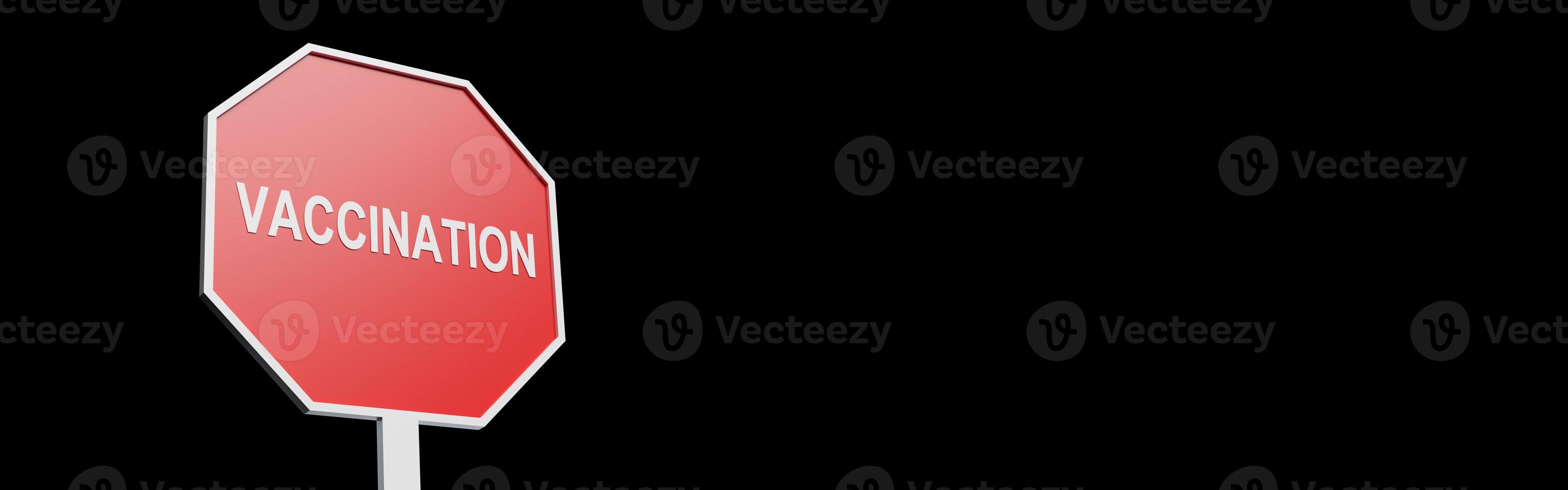 Sign for vaccination and virus proteciton. 3D Rendering photo
