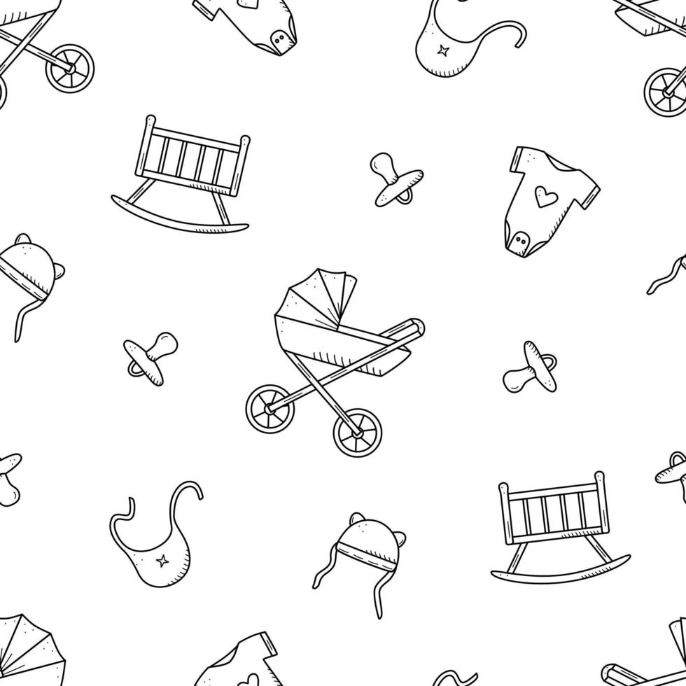 Seamless pattern of newborn icons. Vector illustration background wallpaper baby elements