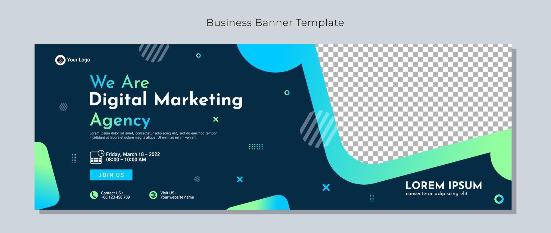 Business conference banner template design for webinar, marketing, online class program, etc vector