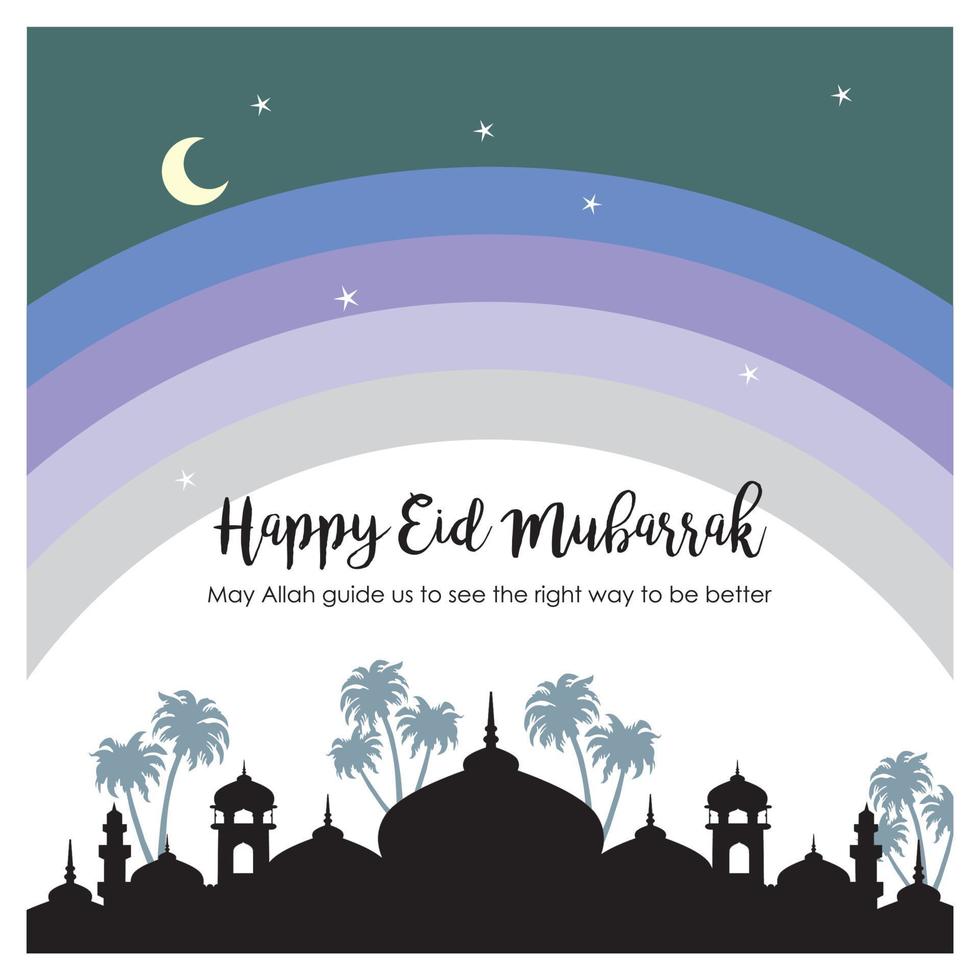 Islamic template or background, happy Eid 2022. Monochrome simple square shape. vector