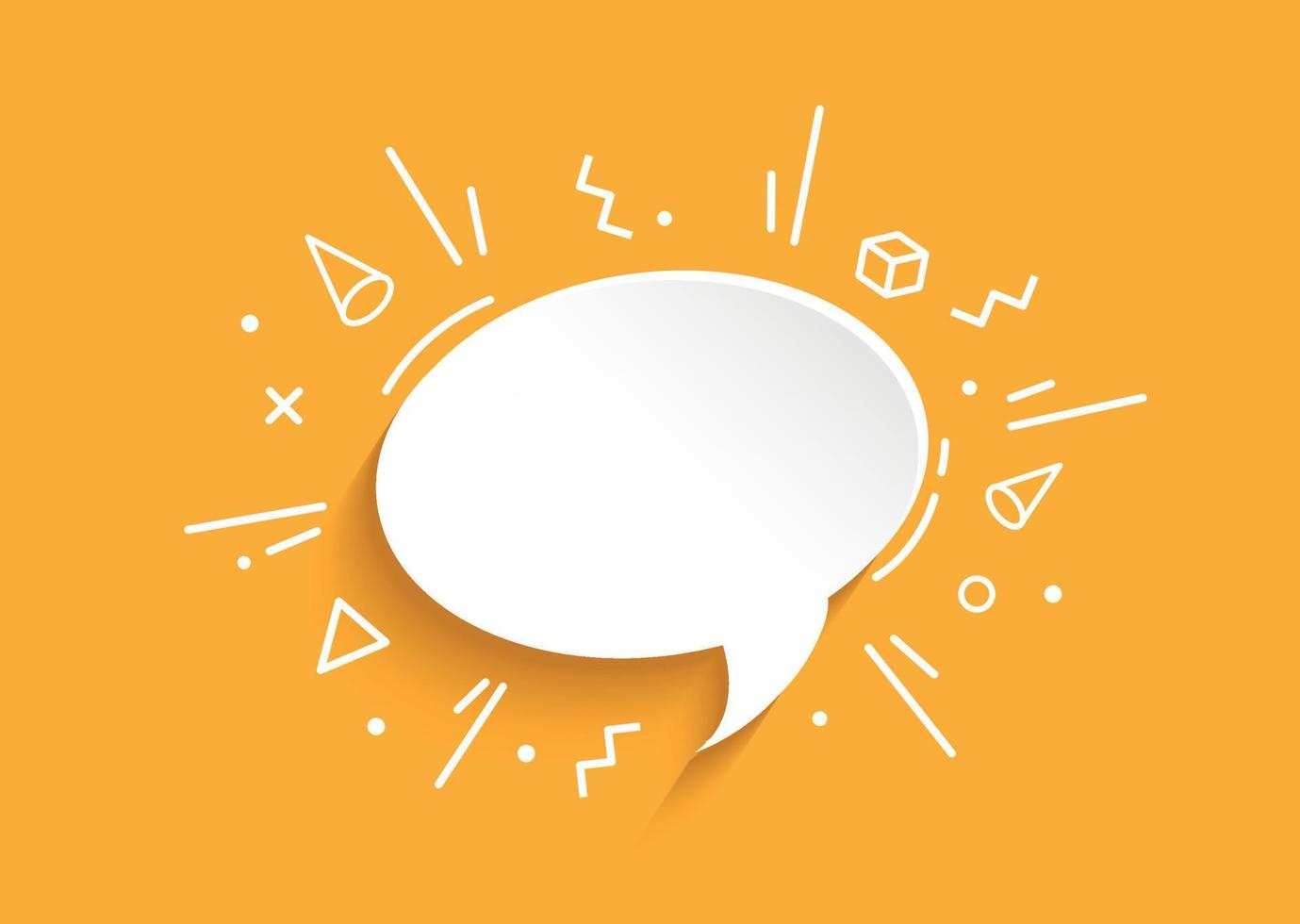 white blank speech bubble with doodle icon set isolated on orange background. vector illustration.