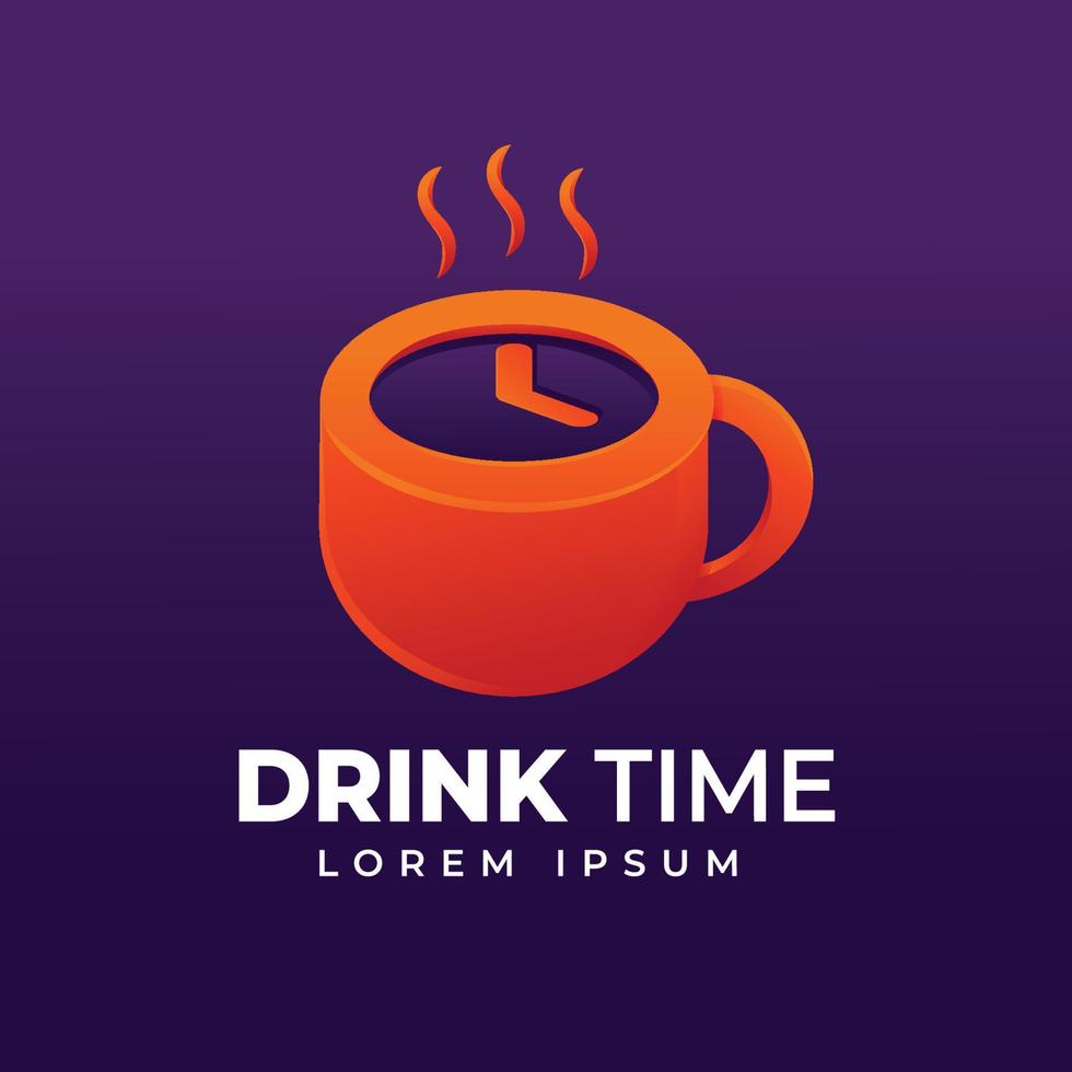 creative template logo drink with time icon vector
