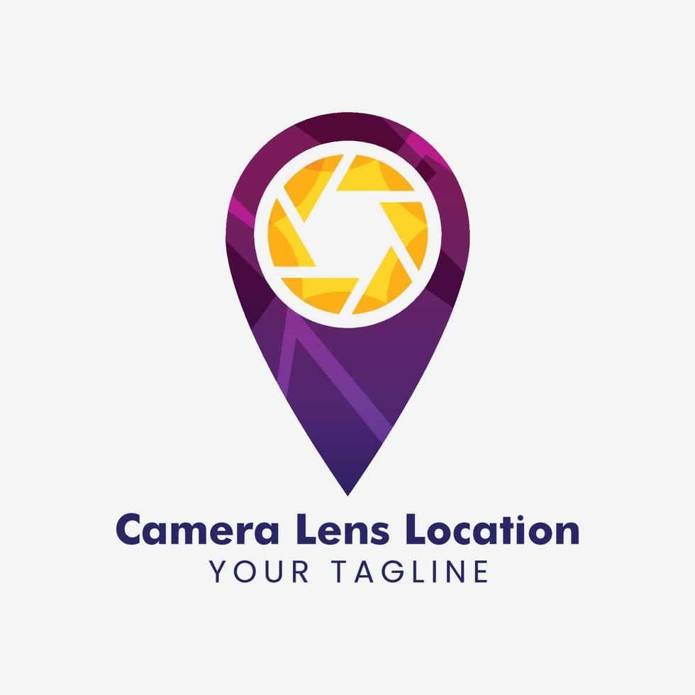 photography talkcreative template logo Pin Location with Camera Lens Abstract Color vector