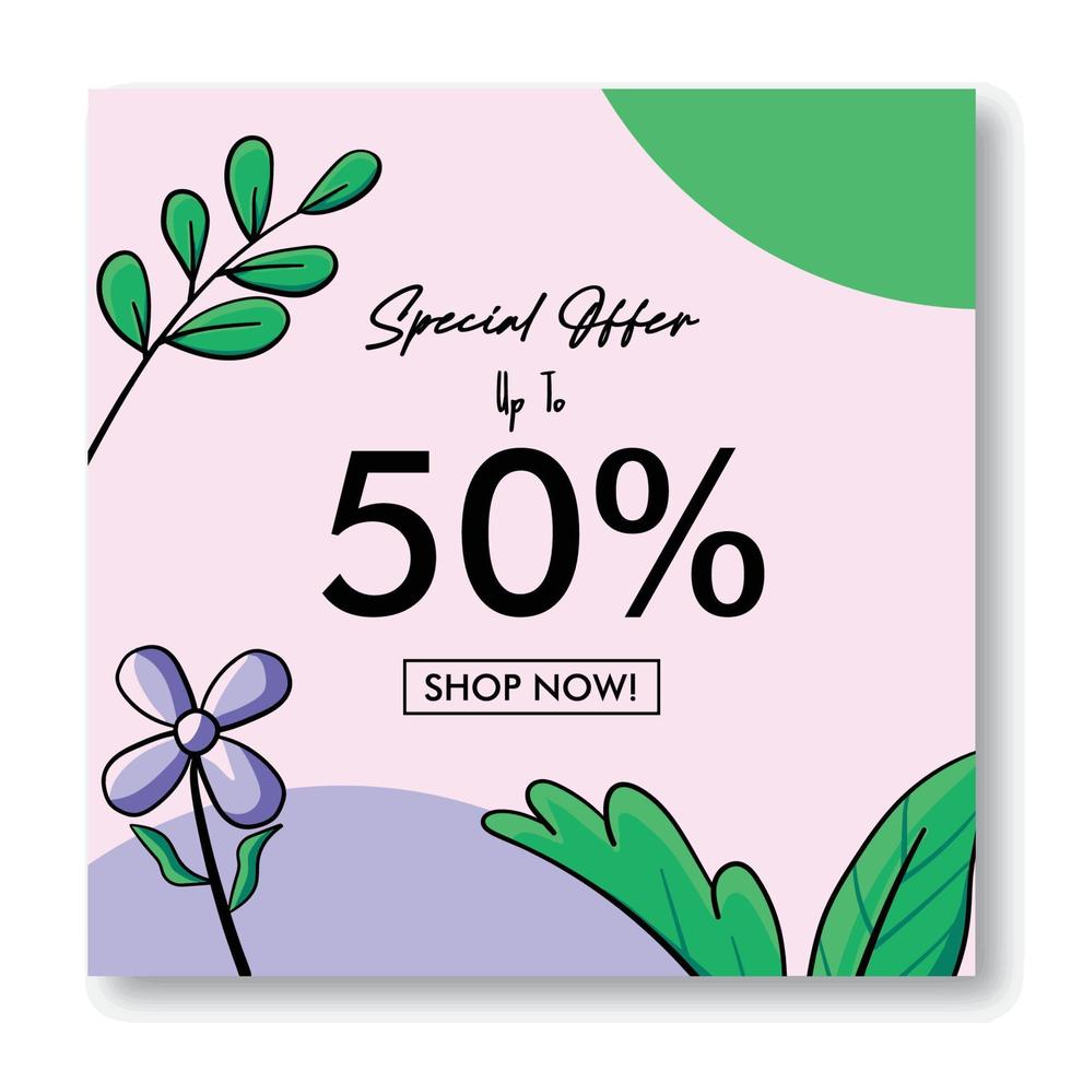 Trendy abstract square art templates with floral and geometric elements vector