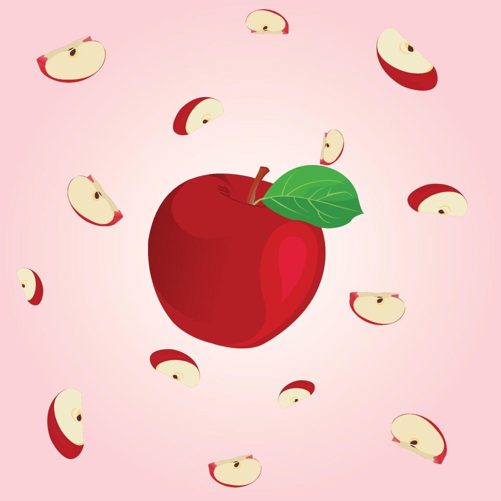 Apple with slices apple slices vector