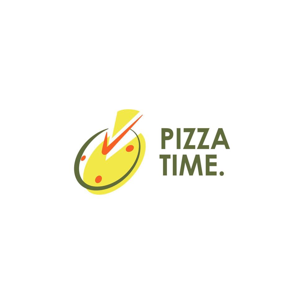 diseño de logotipo de comida de tiempo de pizza vector