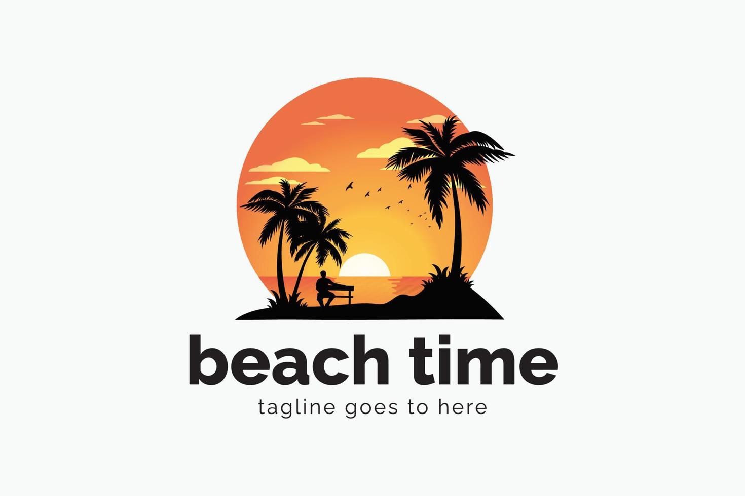 Beach logo, palm beach logo, summer beach logo, sunset beach logo, palm ...