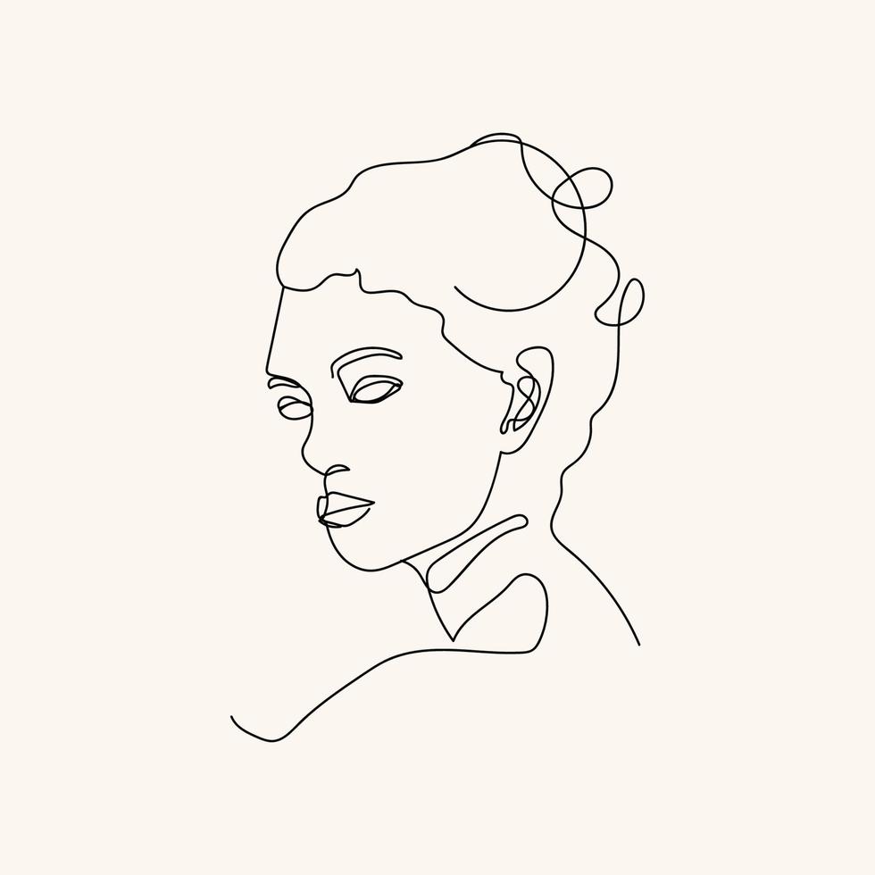 Woman minimal hand-drawn illustration. one-line style drawing vector