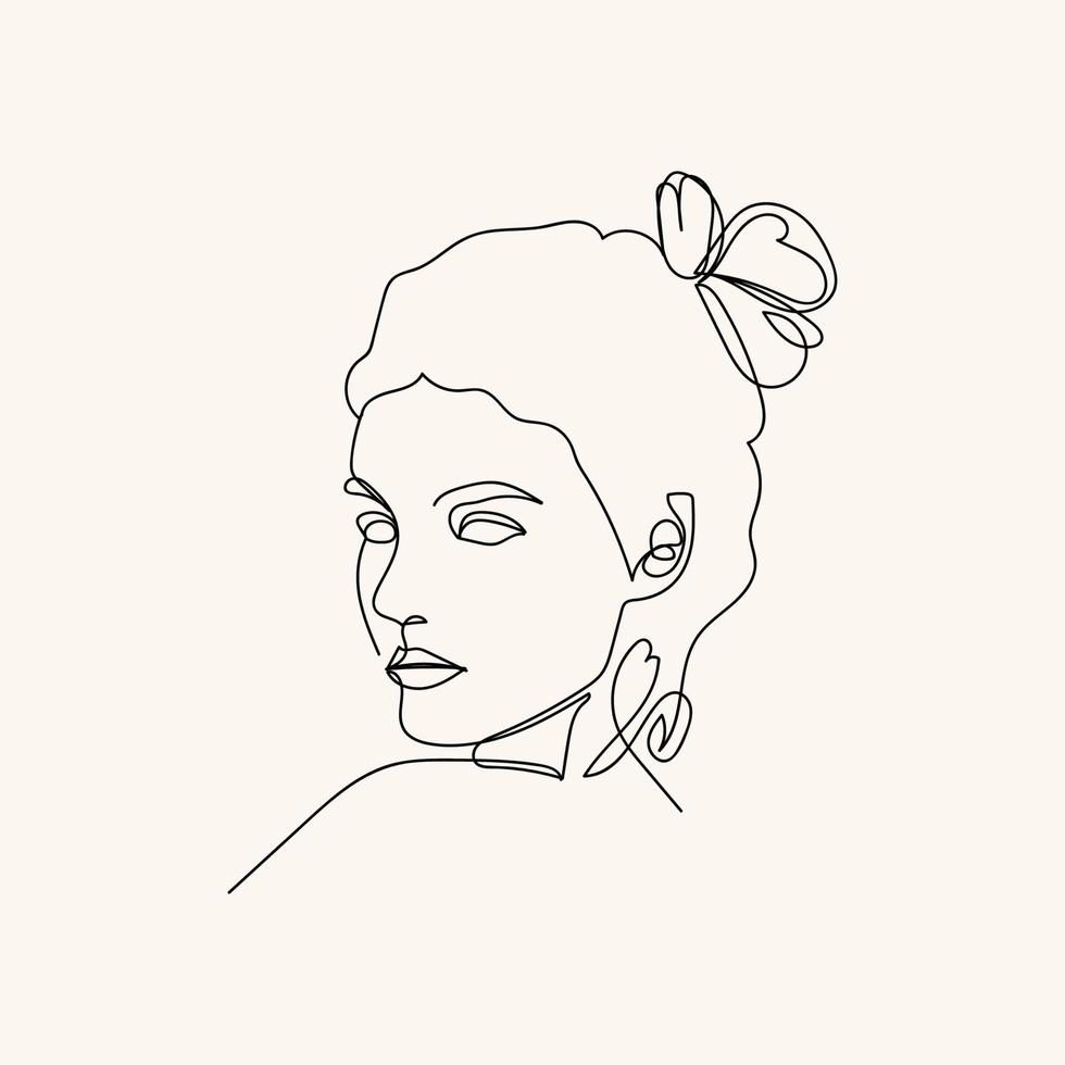 Woman minimal hand-drawn illustration. one-line style drawing vector