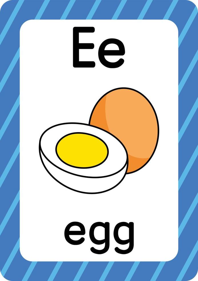 Egg vector isolated on white background letter E flashcard Egg cartoon