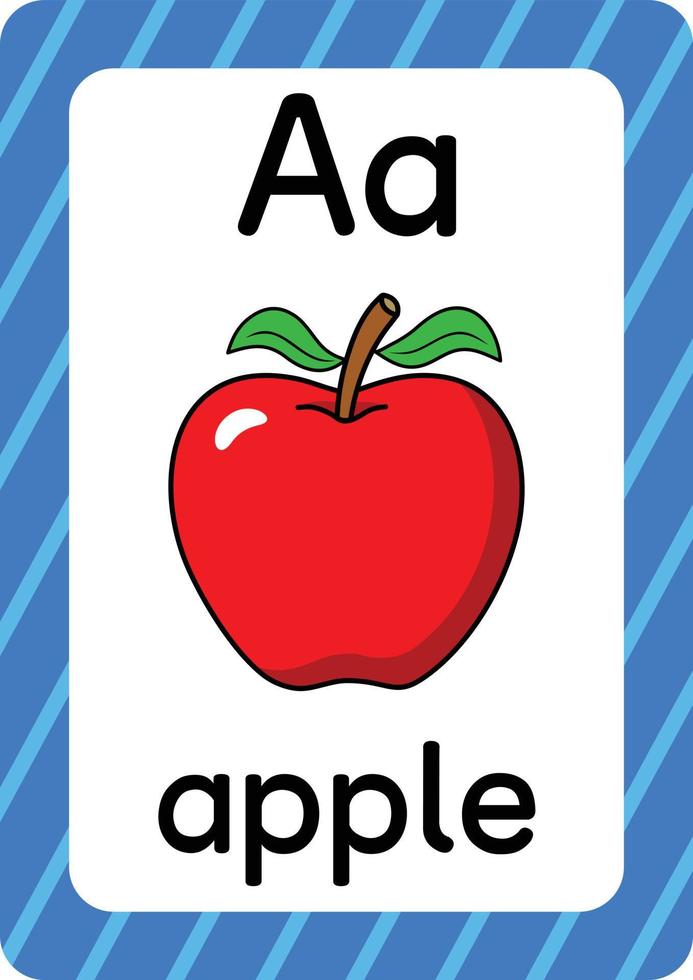 Apple vector isolated on white background letter A flashcard Apple cartoon