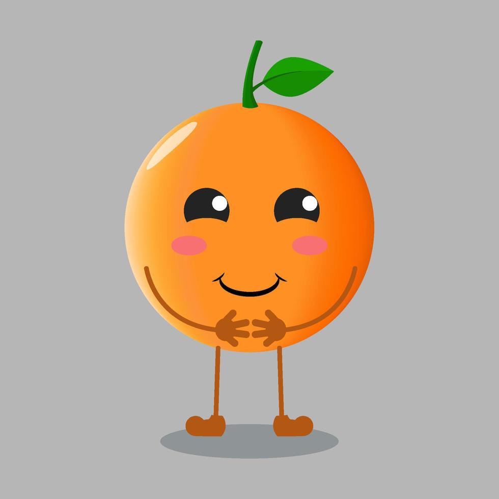 Illustration of cute orange fruit with smile expression vector