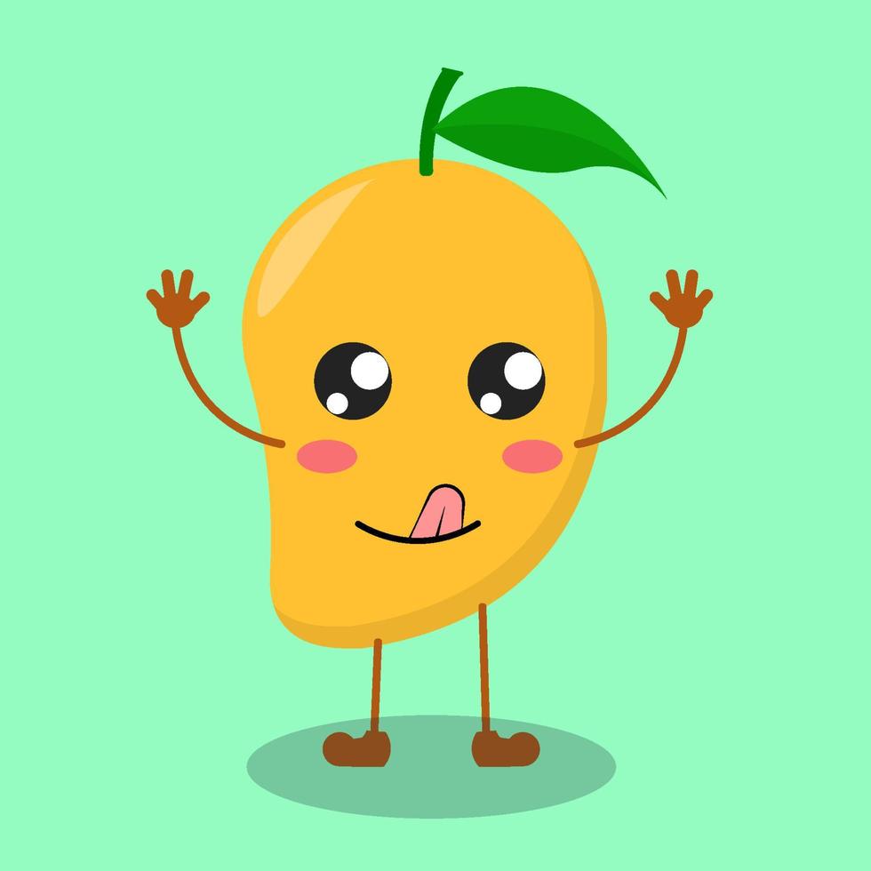 Illustration of cute mango with hungry expression vector