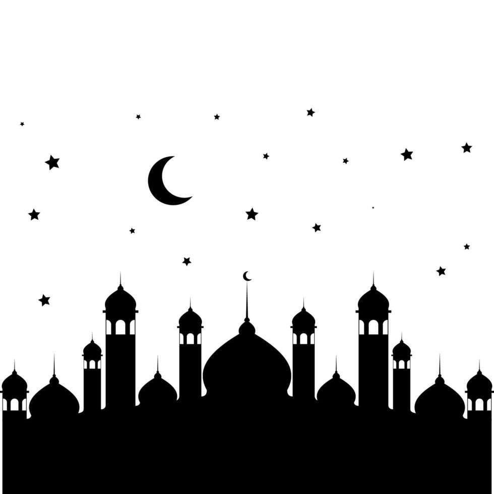 Illustration of Islamic Mosque Silhouette Vector
