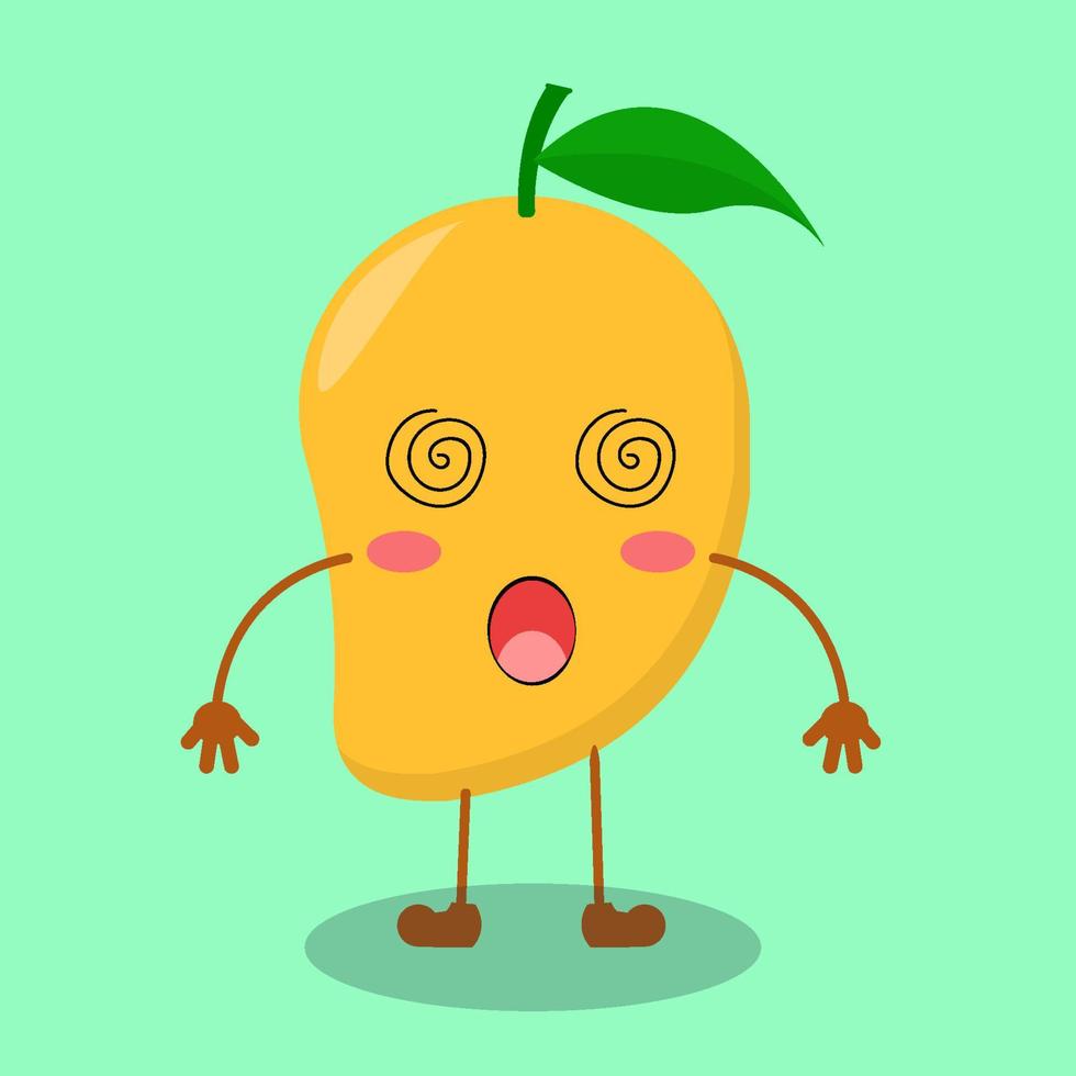 Illustration of cute mango with dizzy expression vector
