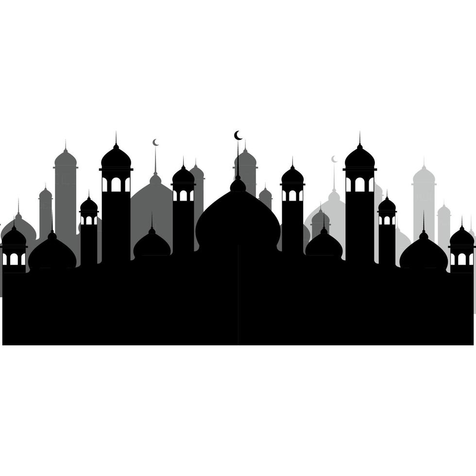 Illustration of Islamic Mosque Silhouette Vector