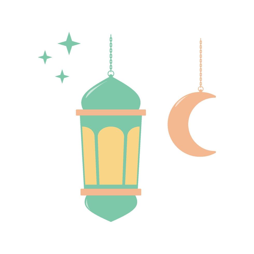 Illustration of lantern with moon vector